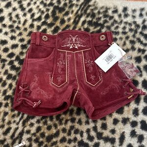 Embroidered Burgundy Women Shorts